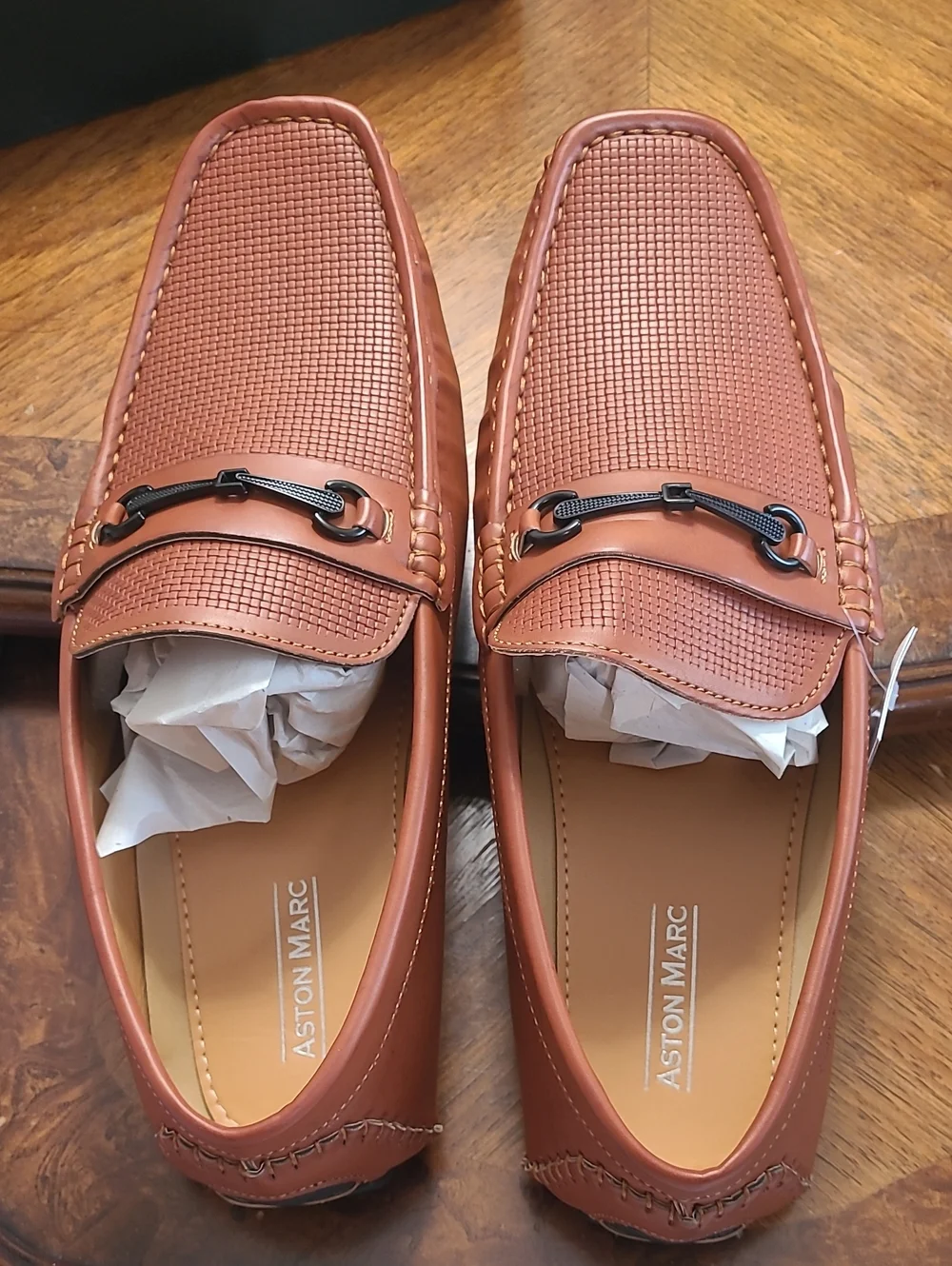 New in box! Aston Marc Drive Mens 12 Tan Brown Leather Driving Slip on Loafers